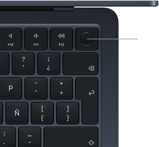 Vista desde arriba del teclado de un MacBook Air con Touch ID